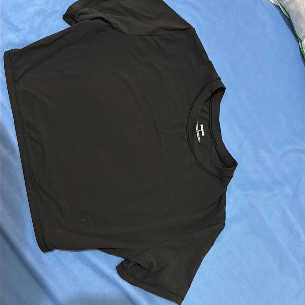 SKIMS Black Crop Top Essential